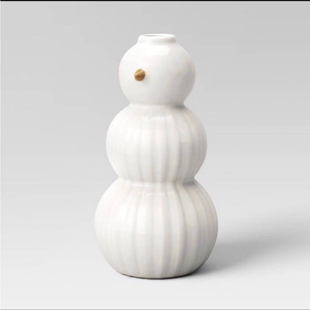 Medium Ceramic Snowman Taper Candle Holder - Threshold